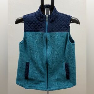 Croft & Barrow Petite XS Fleece Vest Teal Navy Zip Front Lightweight Outdoor